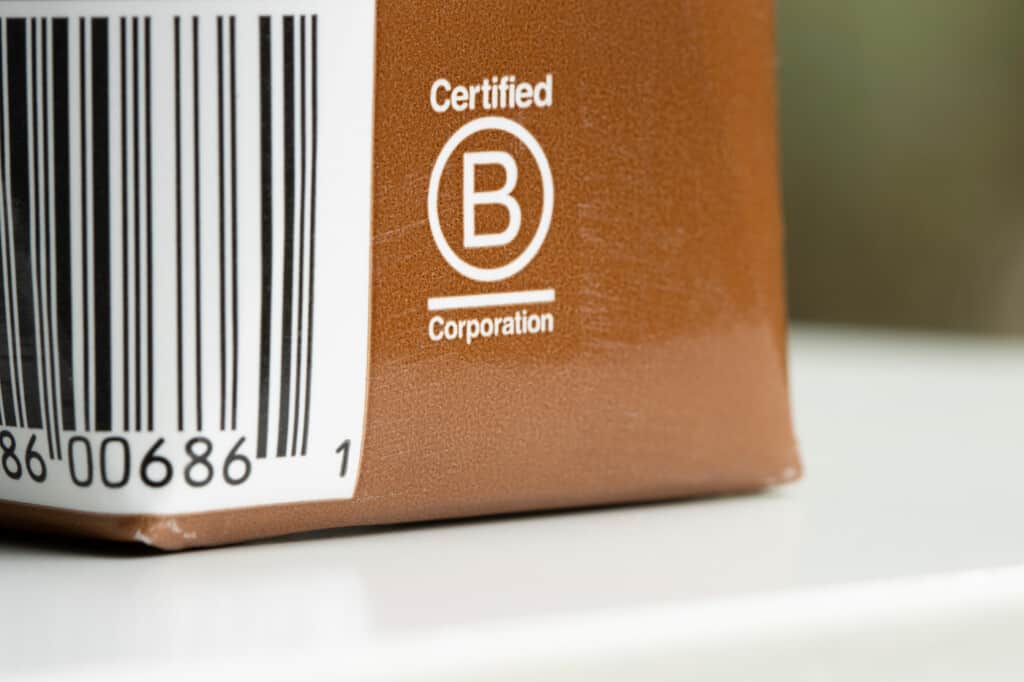 Carton avec le logo B Corp