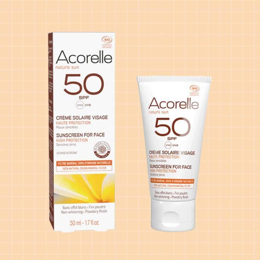 creme solaire bio visage spf50 acorelle